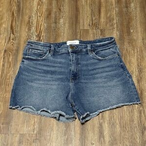 Evereve The Ever Shorts Women's 32 High Rise Frayed Hem Spring Stretch Denim